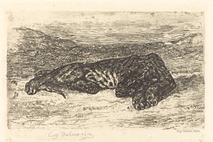 Tiger sover i ørkenen af Eugène Delacroix