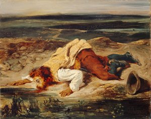 Såret Brigand Roman Shepherd, ca 1825. af Eugène Delacroix