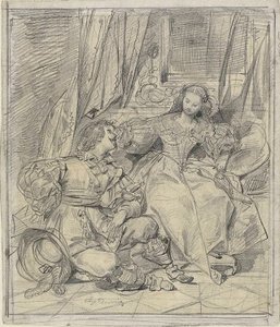 Lady og Cavalier af Eugène François Marie Joseph Devéria