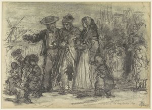 Hjemkomst af en gammel soldat efter slaget ved Waterloo Return de Waterloo 1815. (titel på objekt)