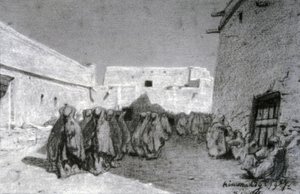Procession i en landsby i Sahel af Eugène Fromentin