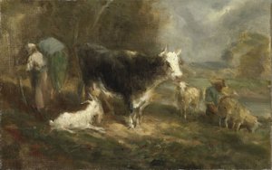 Gaard med Kvæg af Eugène Fromentin Dupeux