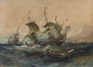 Hollandske skibe i stormvejr af Eugene Isabey