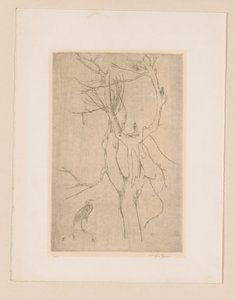 Træ og hejre af Eugène Joors (signed by artist)
