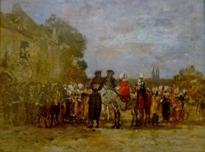 Fransk:  Noce à Quimper Bryllup i Quimper af Eugene Louis Boudin