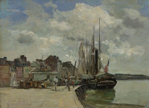 Tysk: Honfleur. Honfleur havn: Havnen af Eugene Louis Boudin