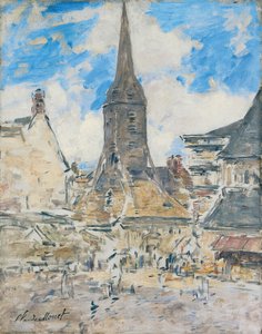Kotava: "Biot ke Sainte-Catherine uja koe Honfleur (trutca ke Boudin)"
Fransk: Le Clocher de Sainte-Catherine, Honfleur af Eugene Louis Boudin