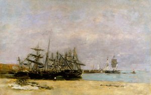 Portrieux - Strandede skibe af Eugene Louis Boudin