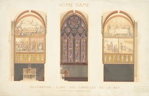Plan for renovering af et kapel i kirkeskibet i katedralen Notre Dame, Paris, 1843. af Eugène Viollet le Duc