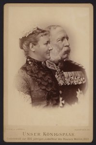 Portræt, Albert, konge af Sachsen, og hans kone, tidligere prinsesse Carola af Sverige (s/h foto) af European Photographer