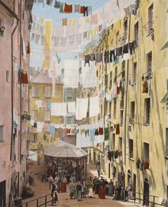 Gade i det gamle kvarter i Genova, Italien (farvet foto) af European Photographer