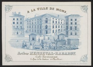 A La Ville De Mons, Arthur Henseval-Rabarot, Cafe Restaurant (gravering) af European School