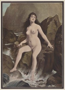 En sirene, et væsen fra græsk mytologi (farve litho) af European School