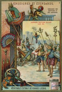 Ancient Egyptian warriors saluting their king  af European School
