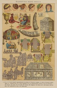 Byzantinsk middelalder (farve litho) af European School