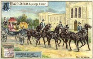 Carriage drawn by six horses  af European School