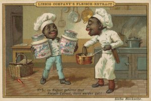 Tegnefilm afrikanere laver mad med Leibig kødekstrakt af European School