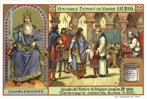 Charlemagne, King of the Franks, visiting a school, 800  af European School