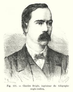 Charles Bright, anglo-indisk telegrafingeniør (gravering) af European School
