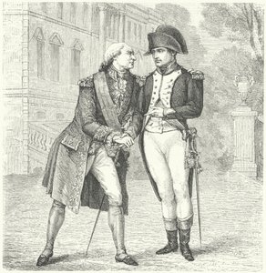 Karl IV af Spanien med Napoleon (stik) af European School