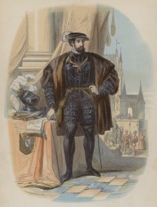 Charles V, hellig romersk kejser (farvet gravering) af European School
