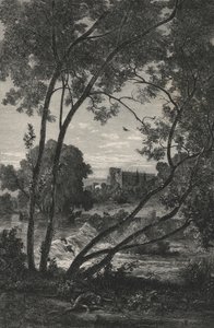 Chatsworth, til hertugen af ​​Devonshire, England (gravering) af European School