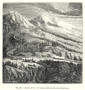 Central jernbane, etableret i 1866, på Mont-Cenis (gravering) af European School