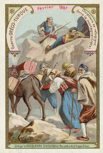 Kristne søger tilflugt i Kretas bjerge, græsk-tyrkisk krig, februar 1897