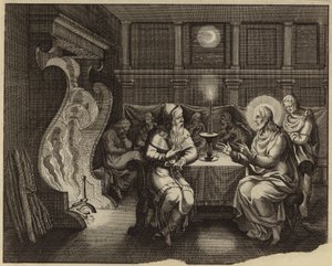 Samtale om Jesus Kristus og Nikodemus (gravering) af European School