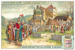 Kroningsoptog af kong Olaf II af Norge forlader Trondheim katedral af European School