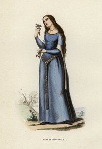 Lady of the XVIIth Century (farvet gravering) af European School