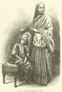 Lady of Bombay og hendes datter (gravering) af European School