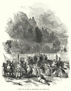 Dames de la Halle fortsætter til Versailles (gravering) af European School