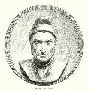 Dødsmaske af Dante Alighieri, middelalderlig italiensk digter (foto) af European School