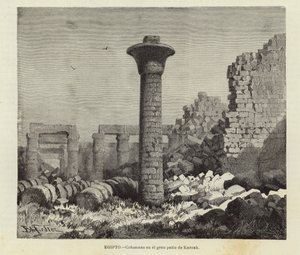 Egypten - Søjler i det store hof i Karnak af European School