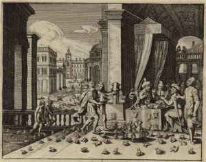 Egypten ramt af frøeplagen (gravering) af European School