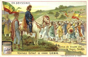 Emperor Menelik II of Ethiopia reviewing troops  af European School