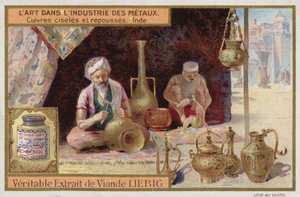 Graveret og bearbejdet kobber, Indien (chromolitho) af European School