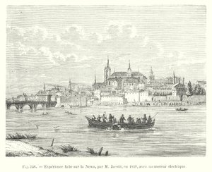 Oplevelse lavet på Newa, af M Jacobi, i 1839, med en elektrisk motor (gravering) af European School
