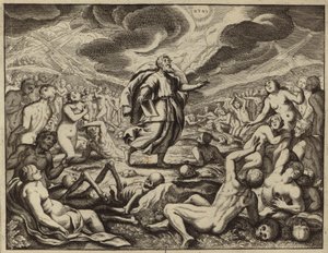 Ezekiel i Valley of Dry Bones (gravering) af European School