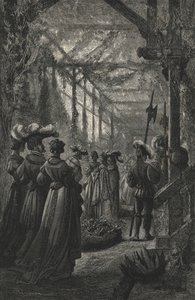 Fest i et drivhus, efter en gravering fra det 15. århundrede (gravering) af European School