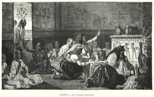 Begravelse i det gamle Egypten (litho) af European School