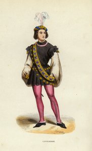 Gentilhomme (farvet gravering) af European School