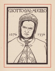 Giotto, italiensk middelalderkunstner (litografi) af European School