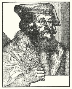 Girolamo Fracastoro, der skrev digtet Syphilis sive Morbus Gallicus (gravering) af European School