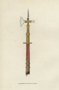 Hellebard fra slutningen af ​​det 15. århundrede (farvet gravering) af European School