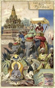 Hindu architecture; temple in Nepal  af European School