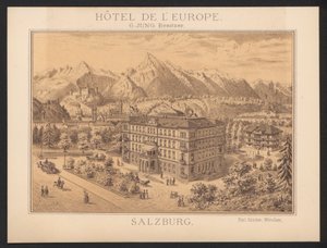 Hotel Trade Card (farvet gravering) af European School