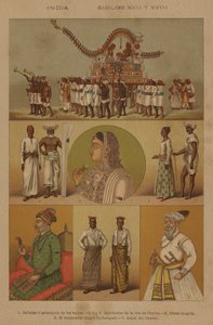 Indien, 17. og 18. århundrede (farve litho) af European School
