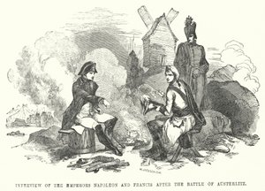 Interview af kejserne Napoleon og Frans efter slaget ved Austerlitz (gravering) af European School